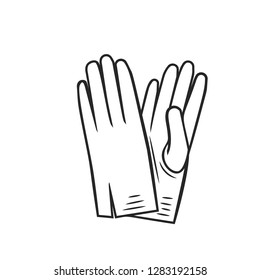Hand drawn gloves, outline vector. Clothes icon