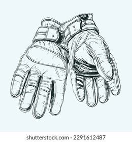 Hand drawn gloves sketch vector illustration, isolated transparent background