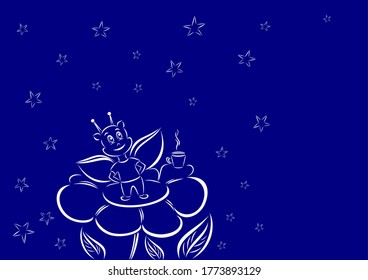 Hand drawn Glowworm is dreaming at night