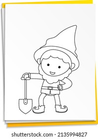 Hand Drawn Gnome On Paper  Illustration