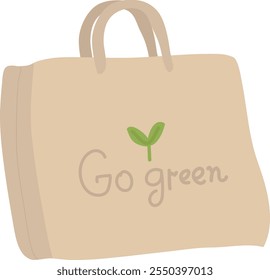 Hand Drawn Go Green Bag Vector Illustration