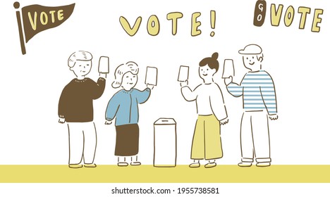 hand drawn go vote set