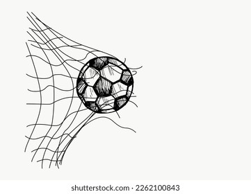 Hand drawn of Goal, football sport, soccer ball. vector illustration