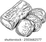 Hand drawn Goat Cheese Slices Sketch Illustration