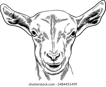 Hand drawn Goat Head Sketch Illustration