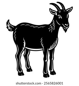 Hand drawn goat outline illustration on white background