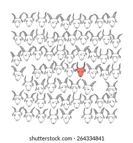 Hand drawn goats illustration in vector