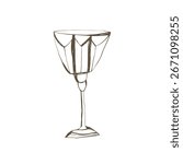 Hand drawn goblet in simple sketch style for gothic party feast decor poster and card design