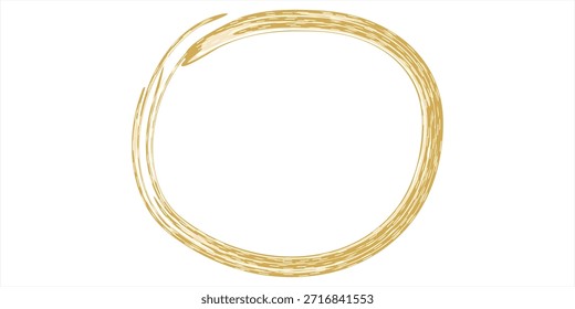 Vector dibujado a mano del marco del círculo del cepillo del oro con el movimiento metálico elegante, borde redondo Abstractas de lujo, diseño artístico mínimo del anillo aislado en el fondo blanco
