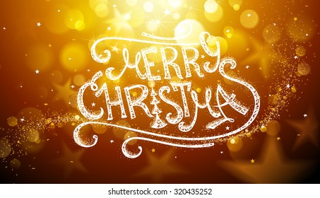 Hand Drawn gold Christmas Card. Vector illustration