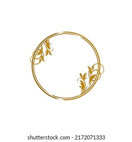 Hand drawn gold colored wreath with place for your text. design for  Birth day,New year,cristimas card, wedding invitation and other