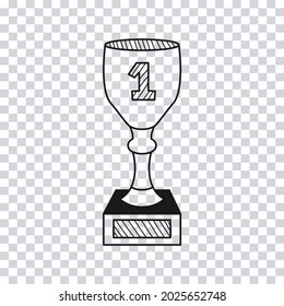 Hand drawn Gold Cup isolated on transparent background. Sketch. Vector illustration.