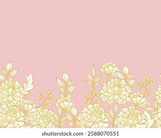 Hand Drawn Gold Dahlia Flower Background