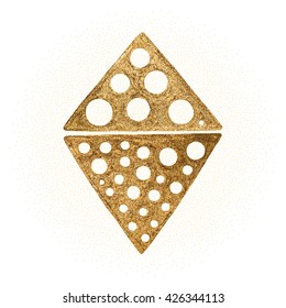 Hand drawn gold ethnic element. Vector tribal decoration isolated on white background.