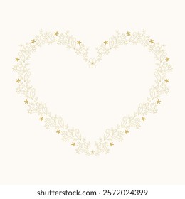 Hand drawn gold floral heart