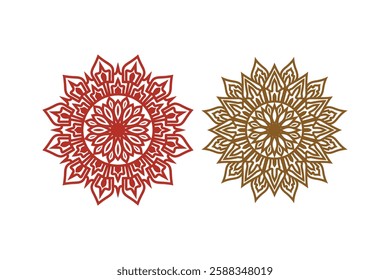 Hand Drawn Gold Foil Peony Flower mandala Background sat of 2