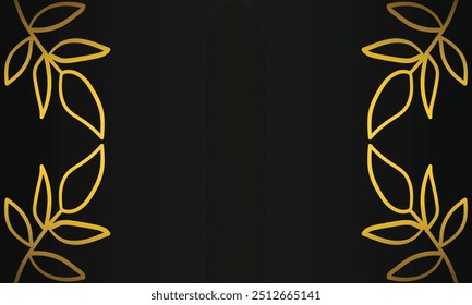 desenho à mão ornamento de folha de ouro preto plano de fundo design