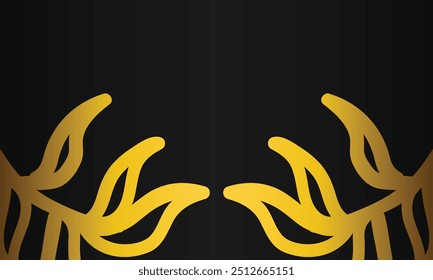 hand drawn gold leaf ornament black background design
