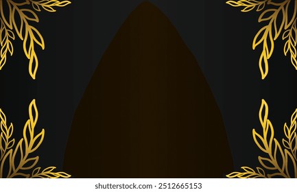 hand drawn gold leaf ornament black background design