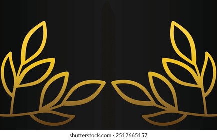 hand drawn gold leaf ornament black background design