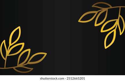 hand drawn gold leaf ornament black background design