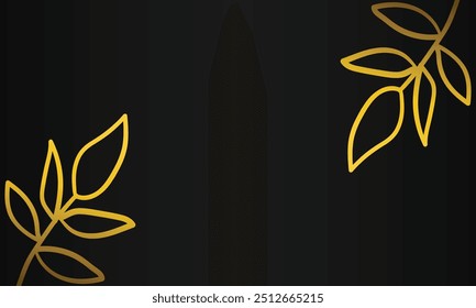 hand drawn gold leaf ornament black background design