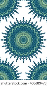 Hand drawn Gold Mandala Seamless Pattern. Arabic, indian, turkish and ottoman culture decoration style. Ethnic ornamental background. Magic vintage template of greeting, print, cloth, tattoo. Vector
