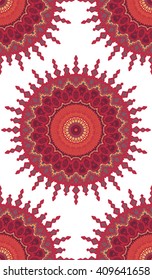 Hand drawn Gold Mandala Seamless Pattern. Arabic, indian, turkish and ottoman culture decoration style. Ethnic ornamental background. Magic vintage template of greeting, print, cloth, tattoo. Vector