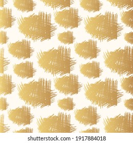 Hand drawn gold pencil scribbles seamless pattern. Edge torn golden texture with rough foil shapes. Vector isolated ink background for wrapping paper.