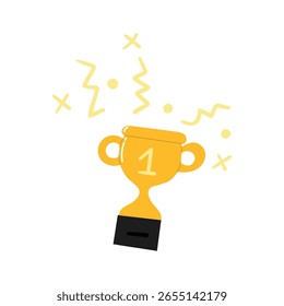 Dibujado a mano elemento de trofeo de oro diseño de Ilustración vectorial plana
