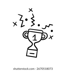Hand drawn gold trophy element outline style vector illustration design