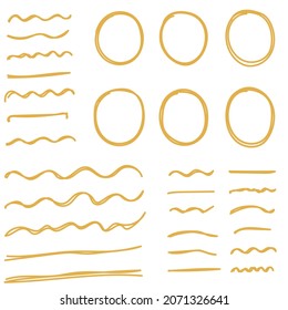 Hand Drawn Gold Underline And Circle Set Collection Vector 