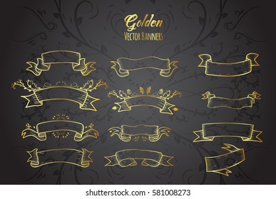 Hand Drawn Golden Banners