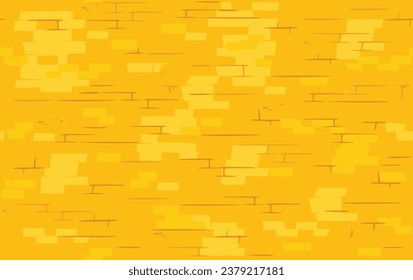 Hand Drawn Golden Cartoon Brick Wall, Seamless Texture. Simple Yellow Background for Games, Print, Textile and Outdoors