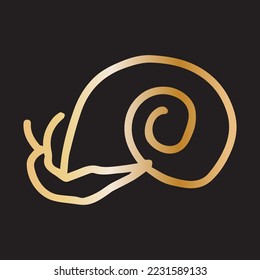 Hand drawn golden color icon Undersea world habitants