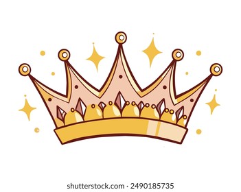 Hand drawn golden crown. Vector illustration.