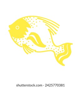 Hand Drawn Golden Fish Icon Vector Illustration