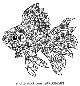 Dibujado a mano de peces dorados en estilo zentangle