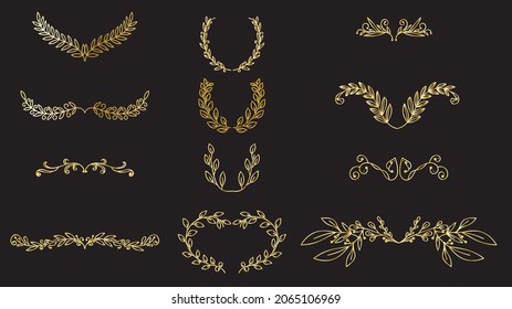 Hand drawn golden flower  botanical elements  isolated background , Flat Modern design , illustration Vector EPS 10