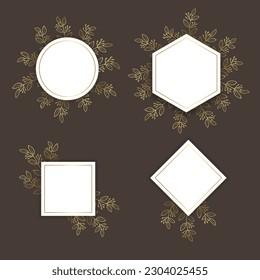 Hand drawn golden leaves frame. - Vector.