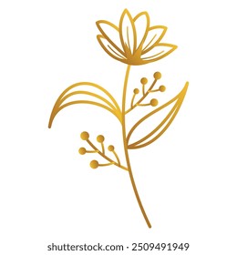 Hand drawn golden leaves isolated illustration.