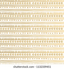 Hand drawn golden oriental pattern. Indian ornamental painting. Vector illustration.