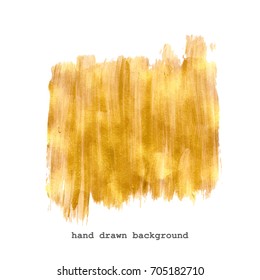Hand drawn golden paint texture. Wide grunge glittering stripe for festive or luxury background.