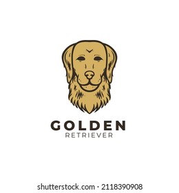 hand drawn golden retriever dog logo template
