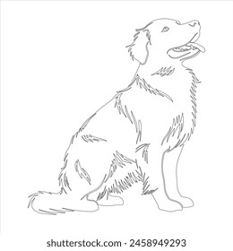 Hand drawn Golden Retriever dog outline illustration