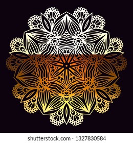 Hand drawn golden vector circle ornament. Luxury arabic, indian, muslim design element.