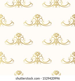 Hand drawn golden vignette seamless pattern. Ornate royal gold wedding background. Vector isolated vintage invitation card texture.