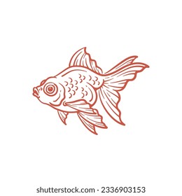 Hand drawn goldfish line art. Goldfish vector illustration