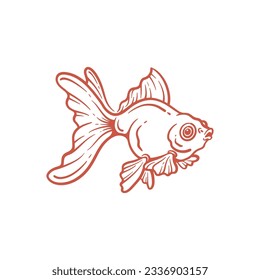 Hand drawn goldfish line art. Goldfish vector illustration