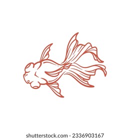 Hand drawn goldfish line art. Goldfish vector illustration